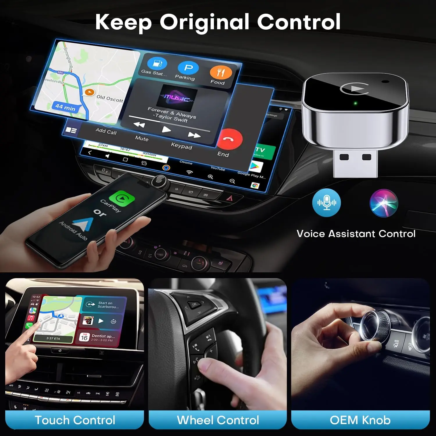 SmartDrive™ USB Wireless CarPlay/AndroidAuto Adapter 2025 - Image 3